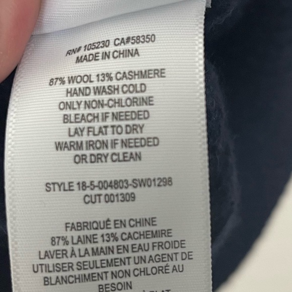 Joie navy blue wool cashmere blend cable knit lace up hoodie - Picture 3 of 4